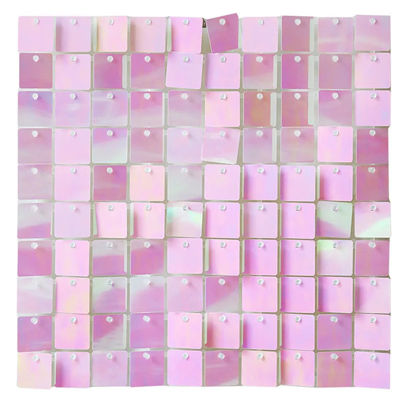 6-30Pcs Colorful Glitter Sequins Background Wall Panels Light Gold Square Shiny Panels Wedding Birthday Christmas Party Backd