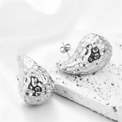 Vintage Chunky Dome Drop Earrings For Women Gold Plated Stainless Steel Thick Teardrop Earring Statement Wedding Jewelry Gift