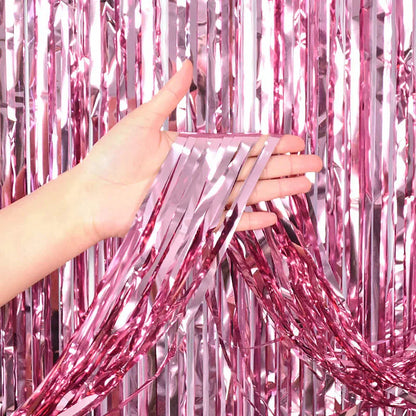 1*2M Macaron Pink Blue Fringe Curtain Door Rain Curtain Decor Photo Booth Backdrop Garland Wedding Birthday Party Decoration 