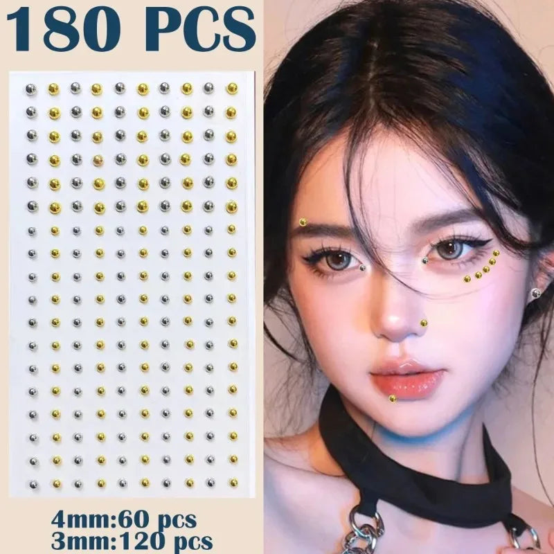 Fashion Fake Lip Nail Eyebrow Nose Ring No Piercing Lip Nails Sticker Selfadhesive Waterproof Reusable Body Belly Button Jewe
