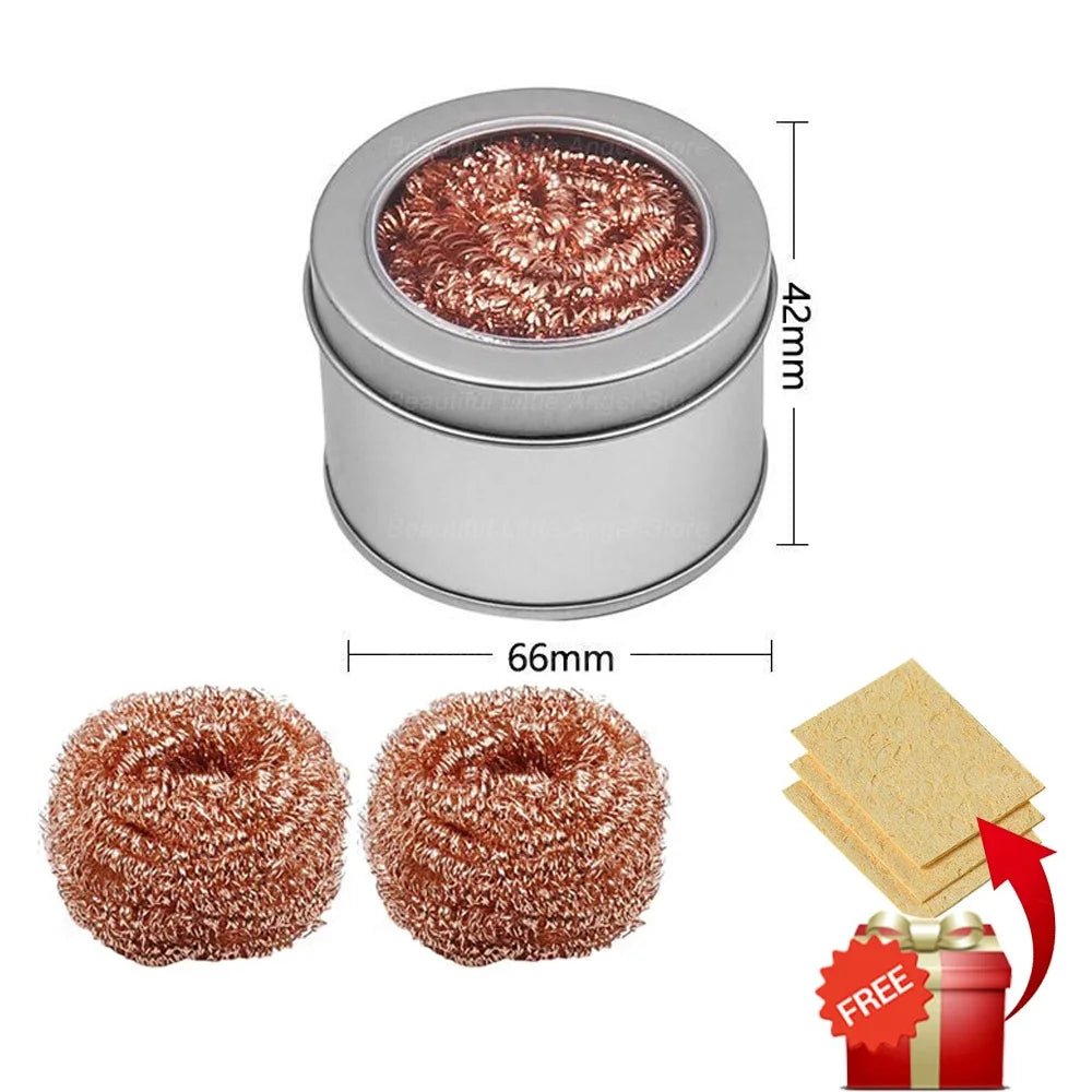Desoldering Cleaning Ball Soldering Iron Mesh Filter Cleaning Nozzle Tip Copper Wire Cleaner Ball Metal Dross Box Clean Ball 