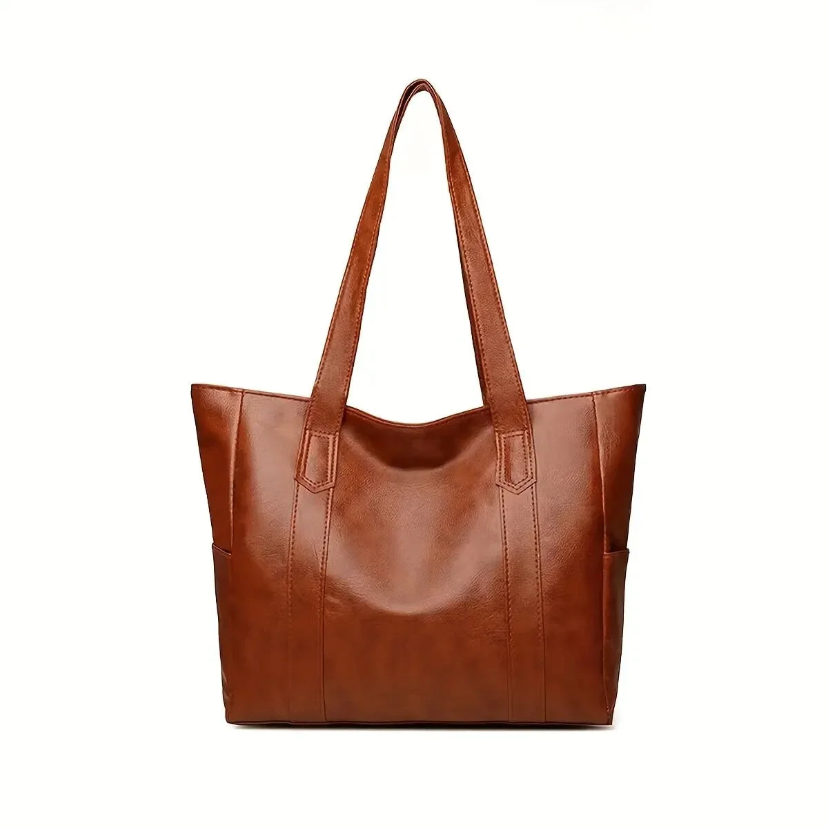 Vintage Ladies Bag Large Capacity Handbag , Vintage Plain Shoulder Bag , Ladies Commuter Casual Handbag - Coffee