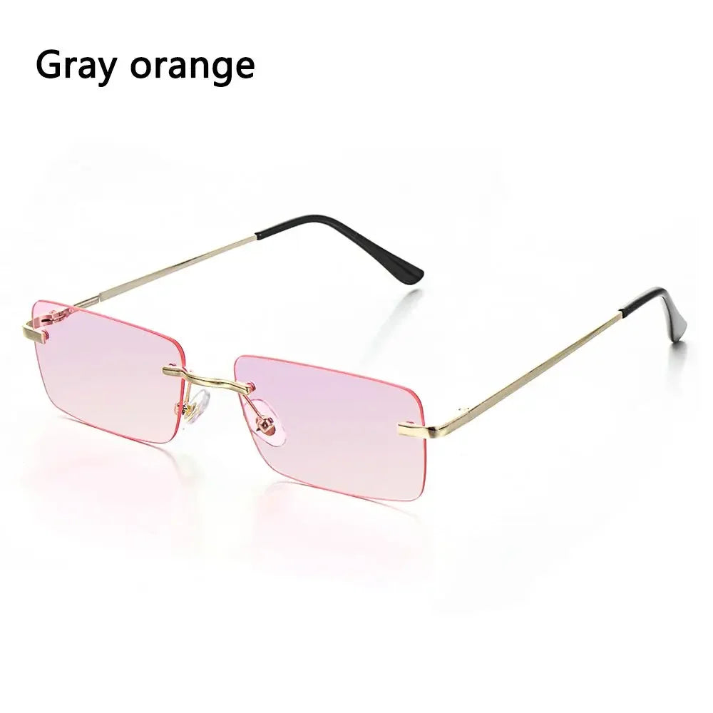 Trendy Punk Sunglasses Rimless Rectangle Sun Glasses for Men Women Fashion UV400 Driving Shades Frameless Gradient Eyewear - 