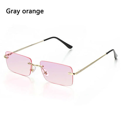 Trendy Punk Sunglasses Rimless Rectangle Sun Glasses for Men Women Fashion UV400 Driving Shades Frameless Gradient Eyewear - 
