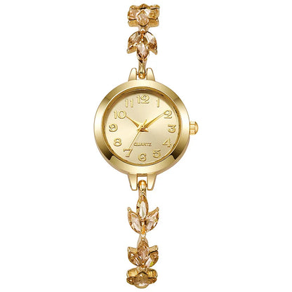 Elegant Women Watches Luxury Rhinestone Bracelet Bracelet Quartz Watch Reloj Mujer Girls Clock Gift（Without Box） - Gold Gold