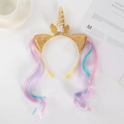 Unicorn Birthday Girl Headband Baby Shower Party Cute Kids Hair Hoop Hairbands Accessories Unicorn Birthday Party Decor Headw