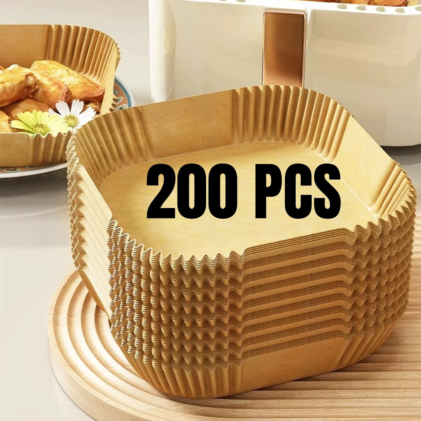 Air Fryer Paper Liners Disposable Oil-Proof Waterproof Baking Paper Round Square And Rectangle Parchment Kitchen Party Suppli