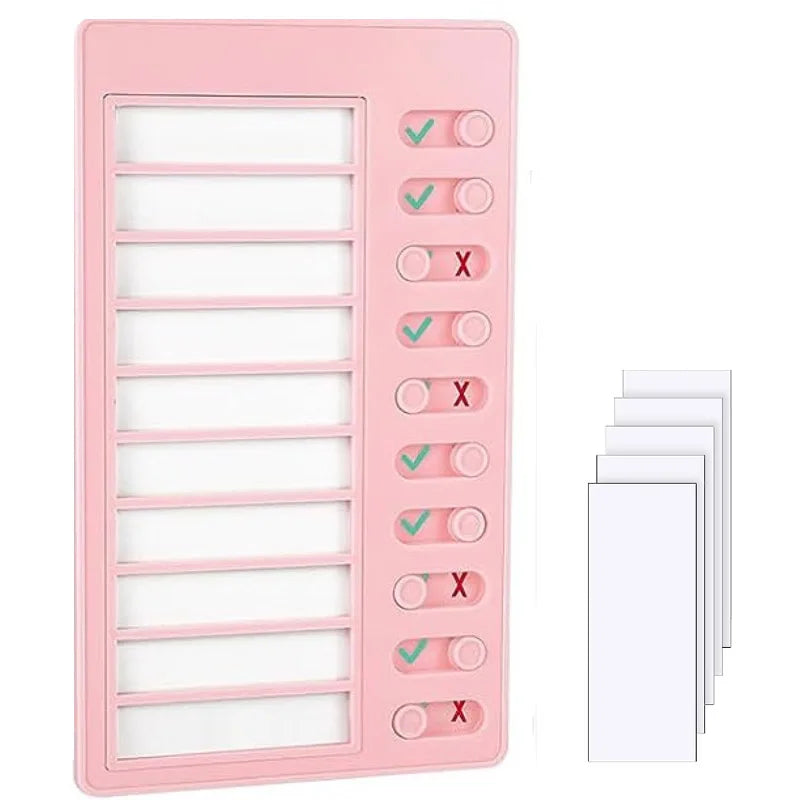 1 pcs Kids Chore Chart with 5 pcs Blank Card,Plastic Checklist Board with Detachable Cardstock to Do List for Routine Plannin