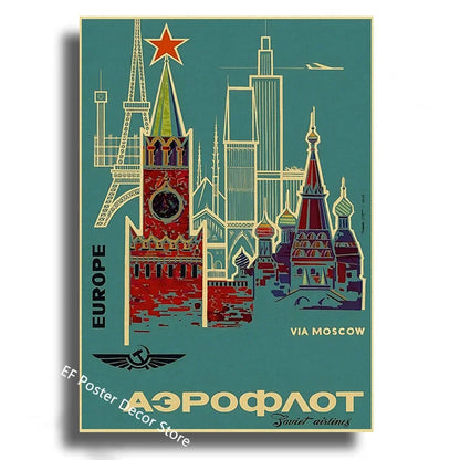 Vintage Stalin USSR CCCP Poster Poster Aesthetic Prints and Posters Wall Art Retro Painting Home Room Cafe Club Dorm Wall Dec