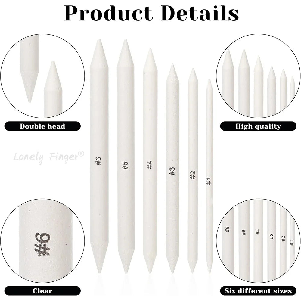 6/12 Pcs Blending Stumps, Paper Art Blenders, Drawing Pencils for Student