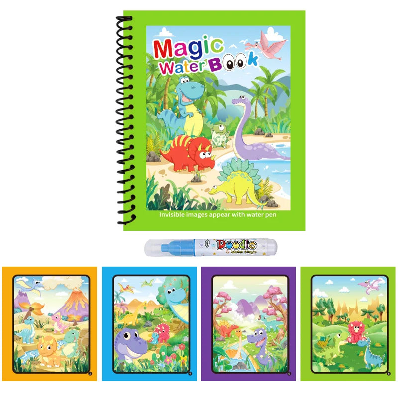 1pc Reusable Water Drawing Book Magic Water Book Mess-Free Magic Painting Pad with Refillable Water Pen Learning Education To