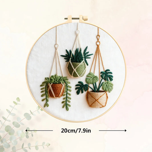 Embroidery Supplies Plant Printed Canvas DIY Crafting Material Pack Cross Stitch Kit Starter Kit For Beginners Home Decoratio