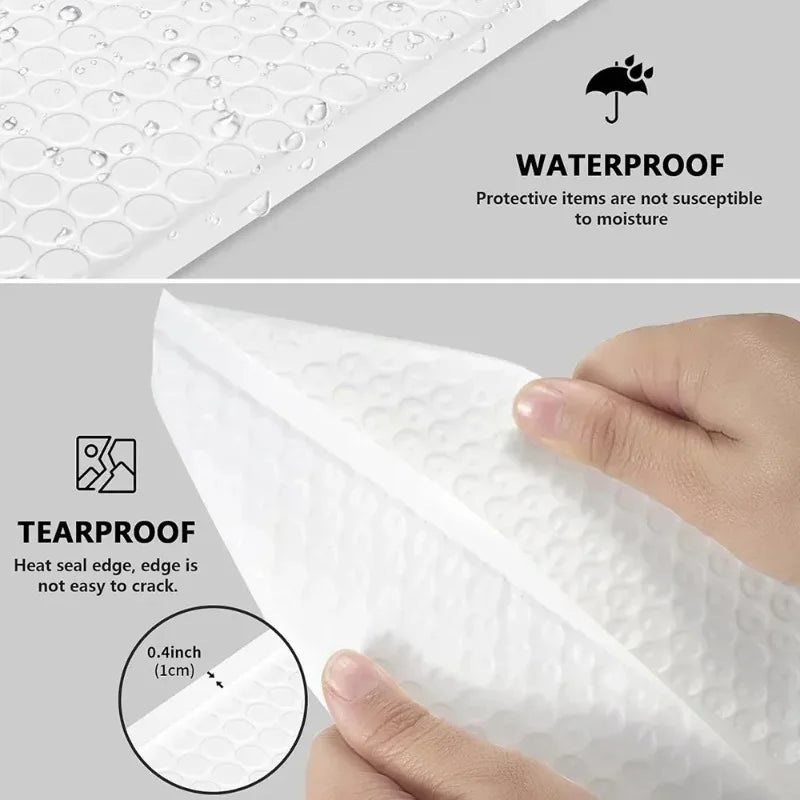 White Self-Sealing Bubble Envelopes Bag Waterproof Mailers Shipping Envelope Pouch Packaging Bags Storage Organizer