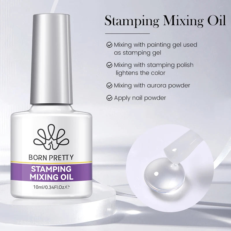 BORN PRETTY 10ml Stamping Mixing Oil Painting Gel Stamping Polish Powder Mixing And Apply Nail Powder Stamping Plate Tools