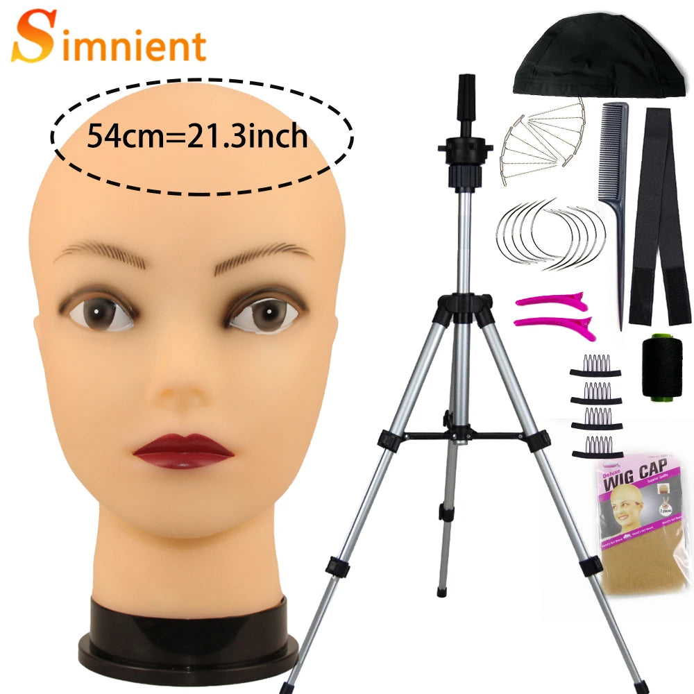 Mannequin Head With T-pin Wig Cap Tripod For Women Making Wig Hat Glasses Mask Display Cosmetology Manikin Head Makeup Practi
