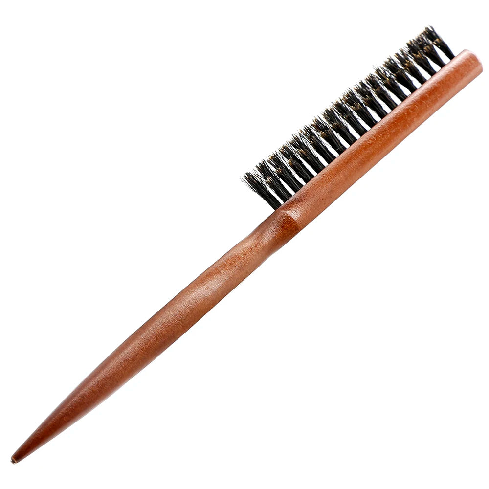 Natural Boar Bristle Hair Fluffy Comb Wood Handle Hair Brush Anti-static Barber Hair Comb Scalp Massage Hairdresser Styling T