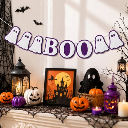 Halloween Felt Banner Garland Assorted Styles Hanging Bunting Flags for Party Home Wall Fireplace Mantel Decoration Supplies