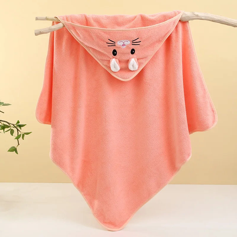 Cute Bath Towel for Baby Soft Absorbent Towel Newborn Swaddle Wrap Baby Blankets for Girls Boys - orange