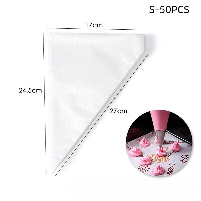 100/50/20pcs Disposable Piping Bag Pastry s Icing Fondant Cake Cream for Decorating Pastries Cakes Baking Tools - S 50PCS