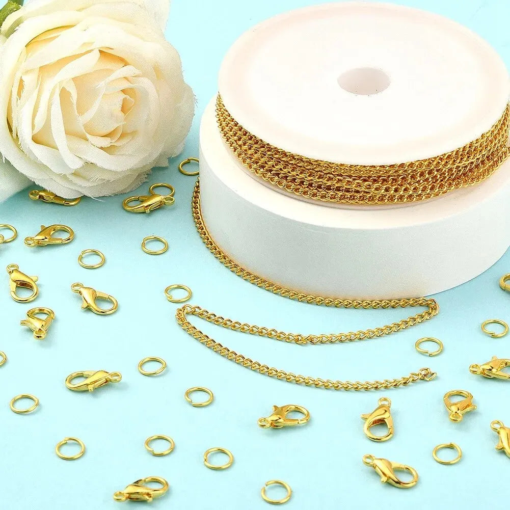 5M Chains Jewelry Making Supplies, Cable Link Chains For Making Jewelry Necklace Earring Bracelet Findings DIY Craft Kit