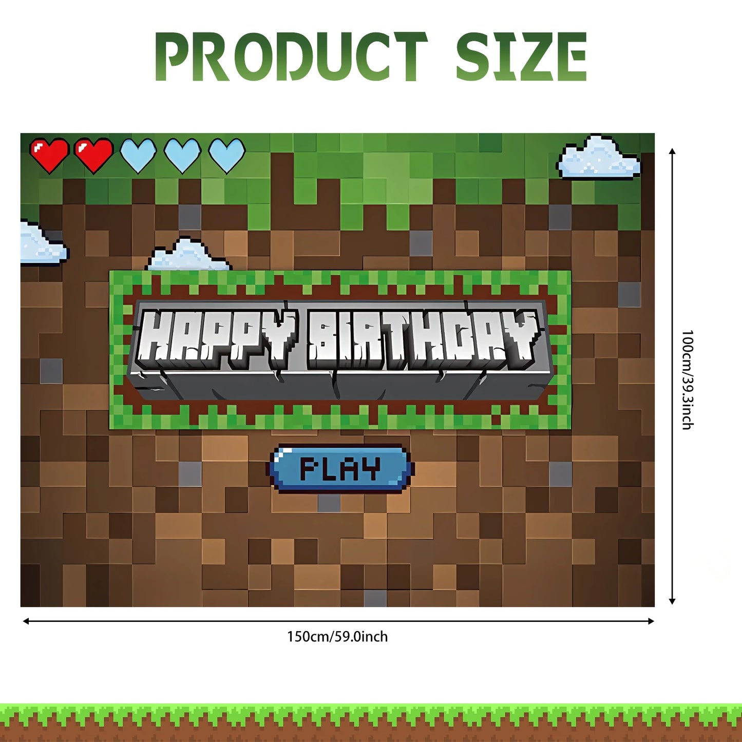 Pixel Backdrop for Happy Birthday Video Game Themed Party Photography Background Mining Party Supplies Pixel Party Decoration