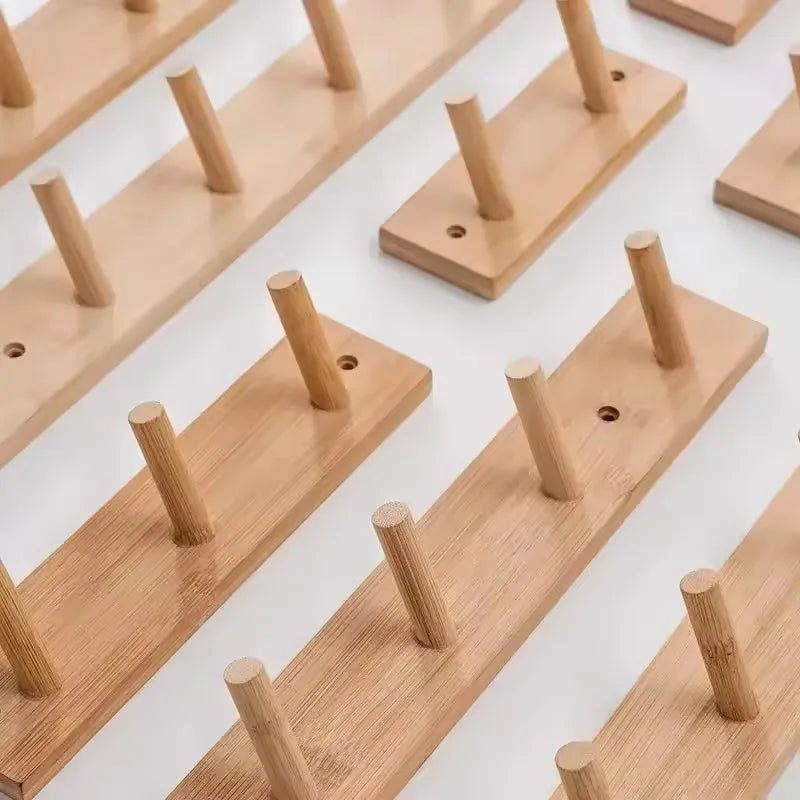 Wall Mounted Hanger Room Hooks Key Hallway Storage Holders Practical Decoration Nordic Bamboo Door Clothes Hats Robe Back Rac