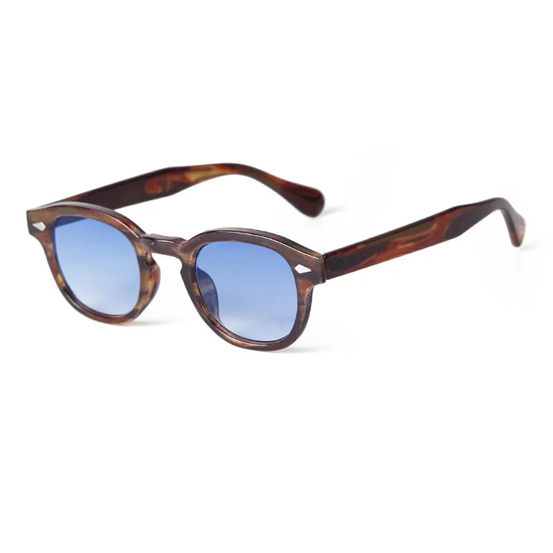 Vintage Fashion Shell Round Sunglasses Women Men 2024 Brand Design Retro Rivet Yellow Blue Lens Square Sun Glasses Female UV4