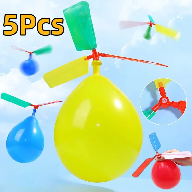 5PCS Propeller Balloon Helicopter Toys DIY Balloon with Whistle Outdoor Flying Balloon Birthday Party Decoration Gift - 5Pcs
