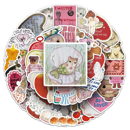 10/30/50pcs Vintage Cute Animal Pattern Stickers Funny Cartoon Creative Sticker Laptop Luggage Phone Graffiti Decals Decorati