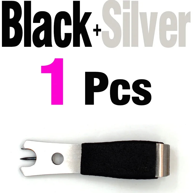 MNFT 1Pcs Fly Fishing Line Nipper Cutter Clipper with Eye Needle Fishing Tool - Black Silver