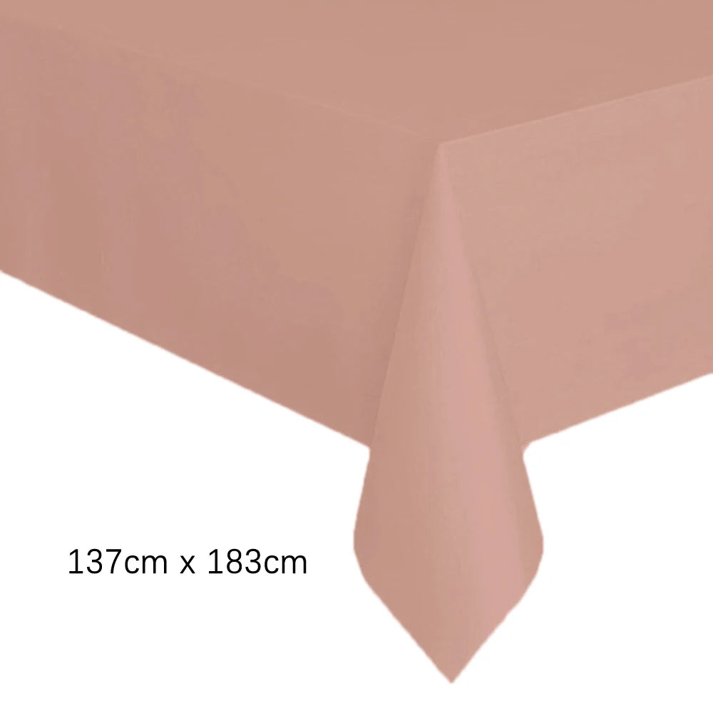 Disposable Tablecloth White Pink Table Cover Plastic Rectangle Desk Cloth for Birthday Wedding Party Table Decor Xmas - 1pc O
