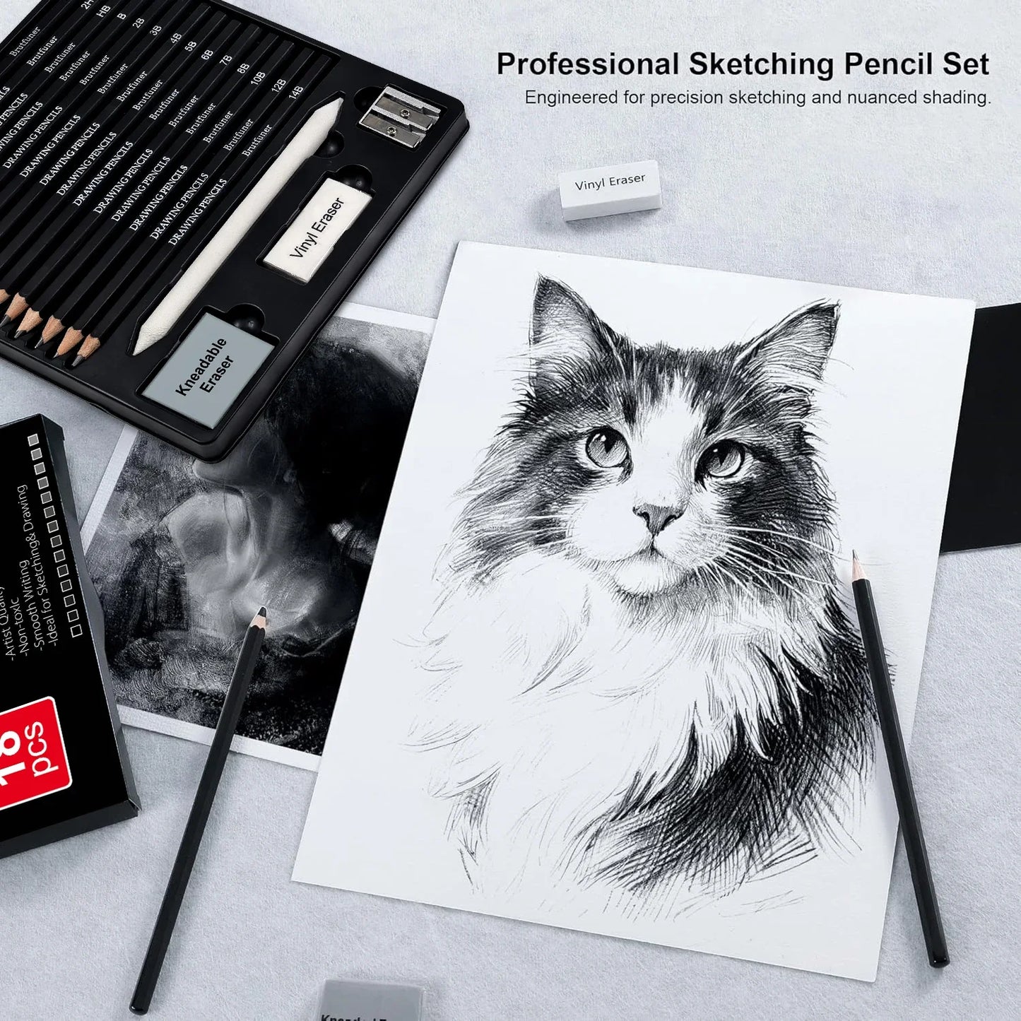 14-58 Pack Drawing Sketching Set,Pro Art Sketch Supplies with 3-Color Sketchbook,Graphite,Charcoal Pencil,Ideal for Shading