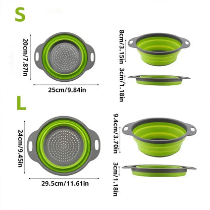 Silicone Folding Drain Basket Fruit Vegetable Washing Basket Foldable Strainer Colander Collapsible Drainer Kitchen Storage T