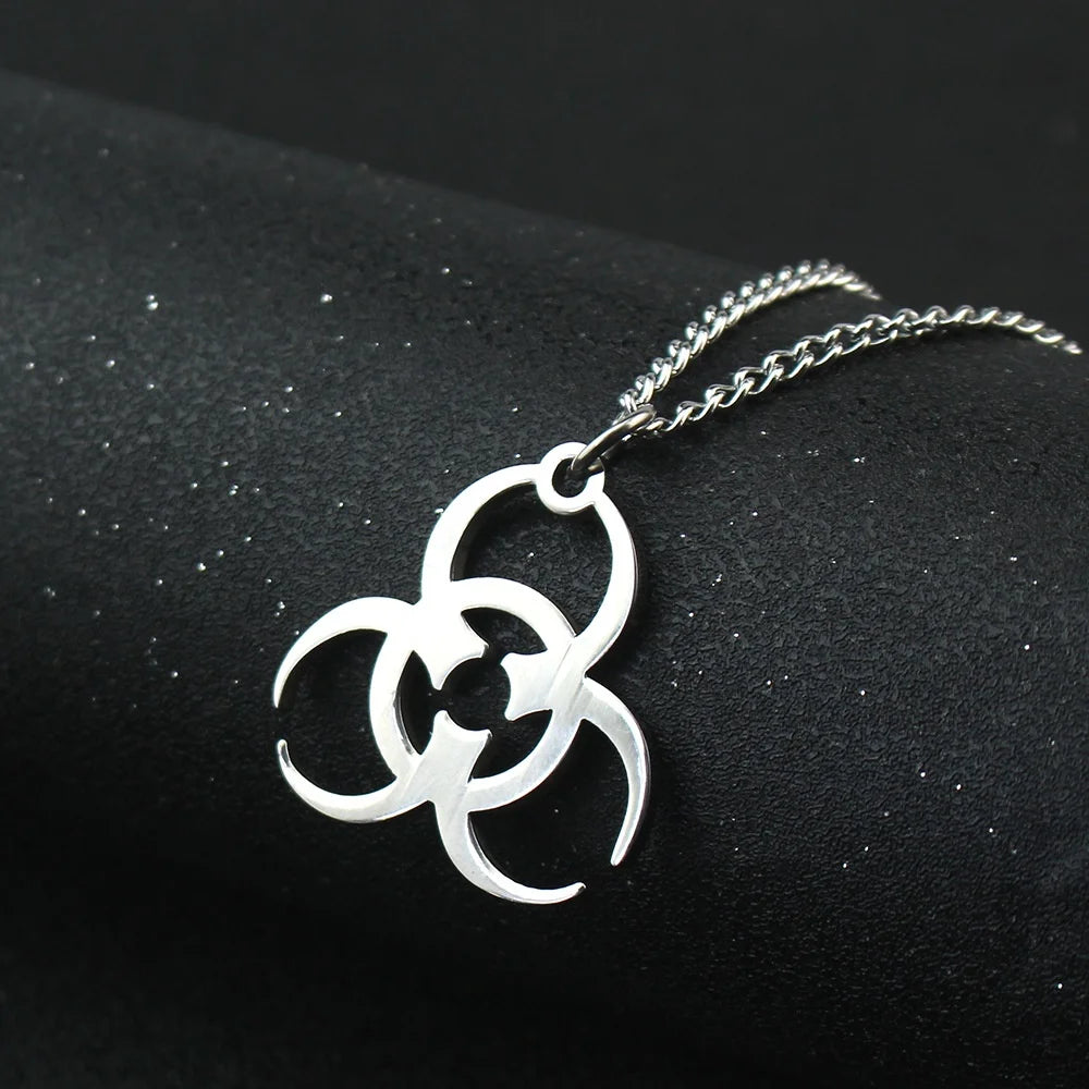 Necklace Trendy Men And Women INS Street Punk Hip-Hop JewelryNew Stainless Steel Biochemical Logo Pendant