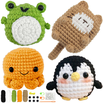Crochet Kit for Beginners, DIY Animal Crochet Set, Easy Crochet Starter Kit, Step-by-Step Patterns, Fun Craft Project for Kid