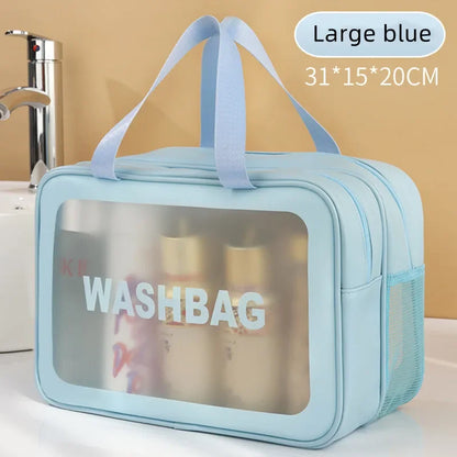Dry-wet separation double transparent PU makeup bag portable washing bag cosmetic storage bag travel fitness swimming essenti