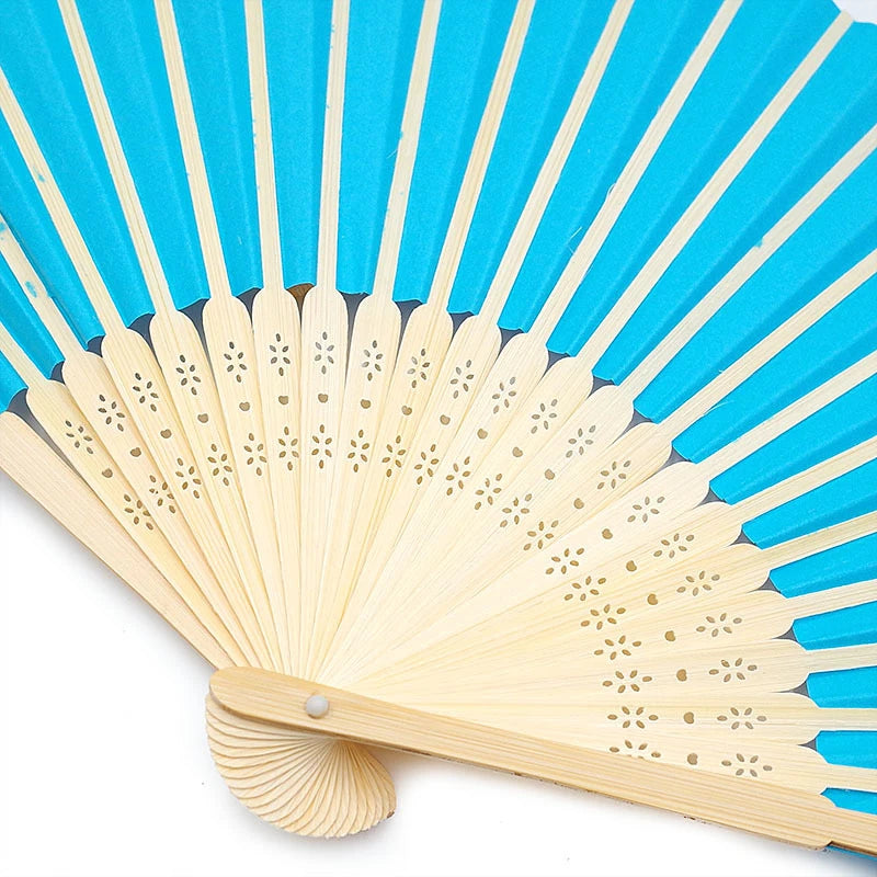 Hand Held Fan Paper Folding Fan Party Decorative New Fashionable Simple Decorative Blank Folding Fans Candy Colored Can DIY