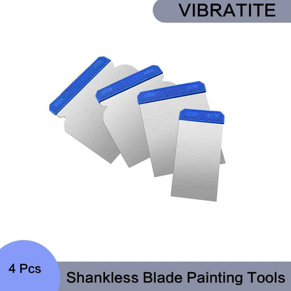 4 Pcs Shankless Blade Painting Tools Putty Knife Wall Plastering Cleaning Blade Shovel Hand Construction Tools for Mixing Put