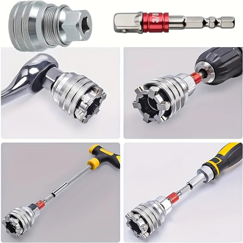 1pc Universal Adjustable Magic Socket Wrench,10~19mm,Multifunctional Ratchet Wrench Head Spanner Sleeve,Repair Tools Accessor