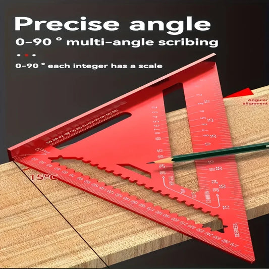 Precision aluminum square - red triangular woodworking ruler, home decoration and design projects