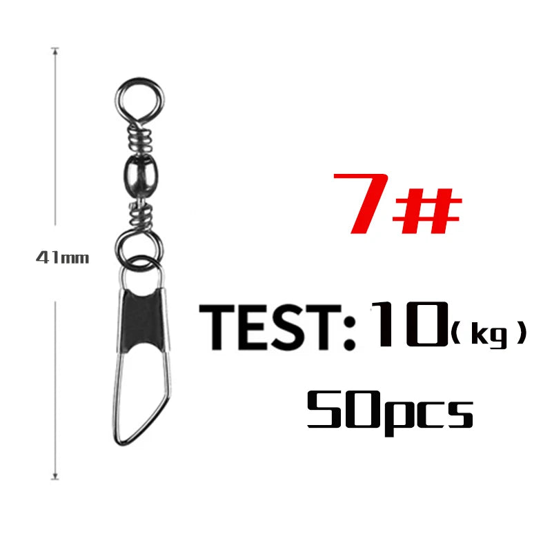50Pcs Stainless Steel Snap Swivel Saltwater High Strength Snaps Fishing Barrel Line Connector Barrel Safety Snap Fishing Tack