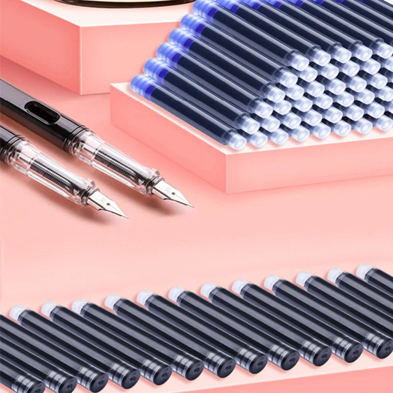 50pcs Fountain Pen Ink Cartridge Refills Bottle Disposable 3.4mm Bore Diameter School Office Stationery Supplies Calligraphy 