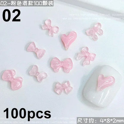 French Ribbons Colorful Resin Cute Bowknot Charm Leopard Print Bow Tie Nail Art Decorations Manicure Tools Accessories Wholes