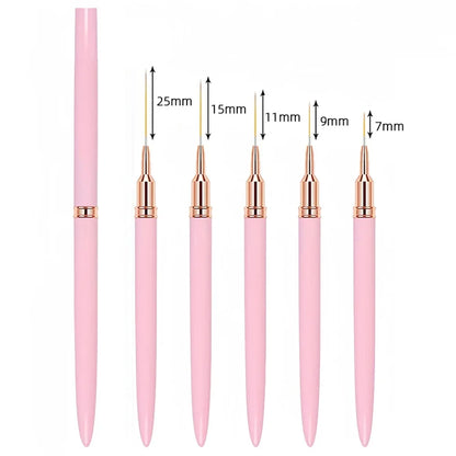 Nail Brush Pen 5pcs/set Nail Art Liner Brushes Set Elongated Striping Drawing Professional - B051-pink