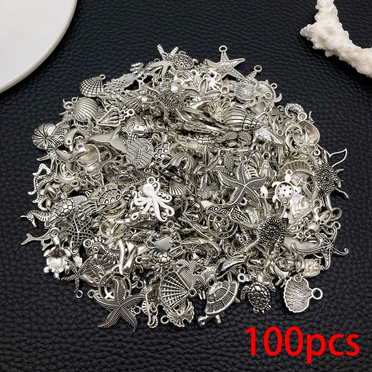 Mystic Ocean Charm Collection (20/50/100pcs) - Nautical DIY Jewelry Supplies in Aged Silver Finish