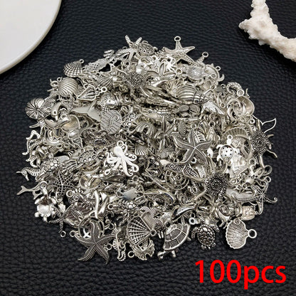 Mystic Ocean Charm Collection (20/50/100pcs) - Nautical DIY Jewelry Supplies in Aged Silver Finish