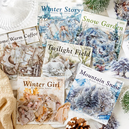 30sheets/lot Kawaii Stationery Stickers Winter Life Junk Journaling Decorative Mobile Scrapbooking for stickers