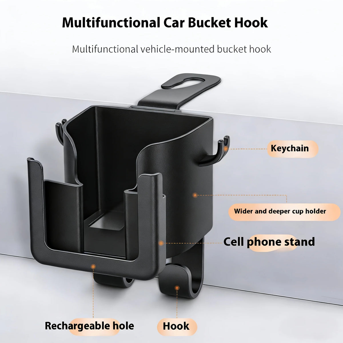 Car Seat Backrest Storage Rack with Cup Holder, Phone Holder, and Hooks, Saving Space, Automotive Parts