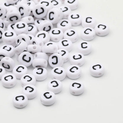 50/100pcs/lot 7x4mm White Round A-Z Alphabet Letter Acrylic Loose Spacer Beads for Jewelry Making Diy Bracelet Accessories