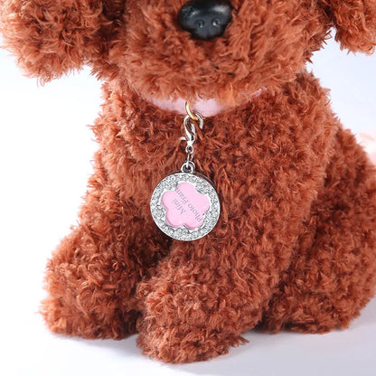 Dog ID Tag Pet Cat Collar Pendant Crystal Photo Frame Bone Heart Dog Tag Handwriting Name Phone Number Address Anti-lost Fash
